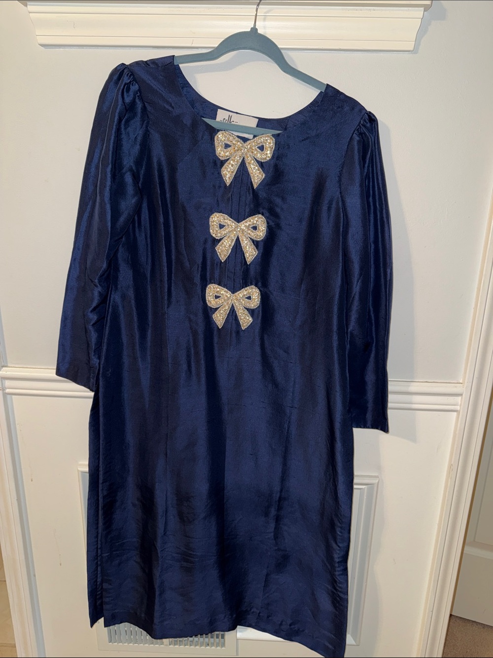 Sana Durvesh Khan navy with Decorative Gold Bows